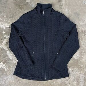 Spyder Jacket Women's Size Medium Black Cable-Knit Full Zip Mock Neck Sweater